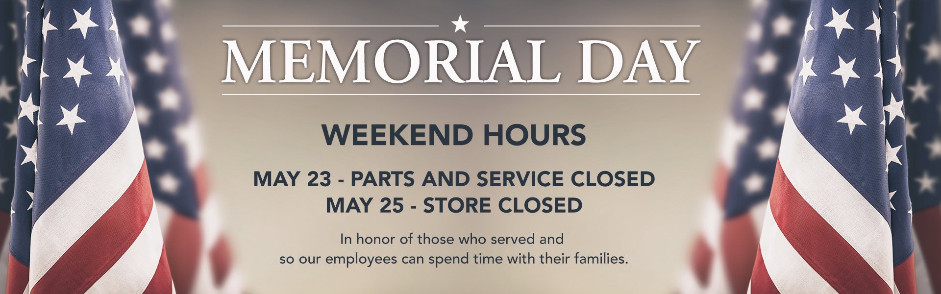 Memorial Day Hours